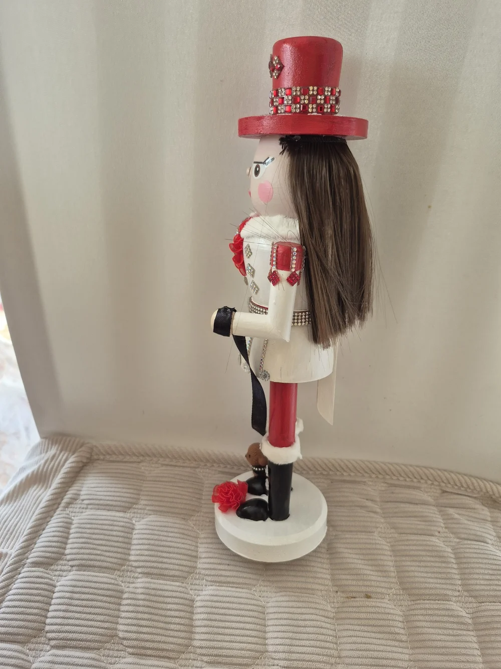 Festive Red and White Lady  Nutcracker Holiday Figurine